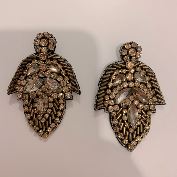 Anthropologie Jewelry - Anthropologie black & gold statement sparkly earrings 💎